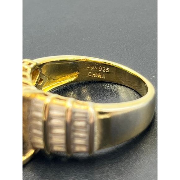 Vintage Sterling Silver Gold
Vermeil CZ Multi-Stone 7.4g Cocktail Ring Sz 10.25 - Picture 8 of 9